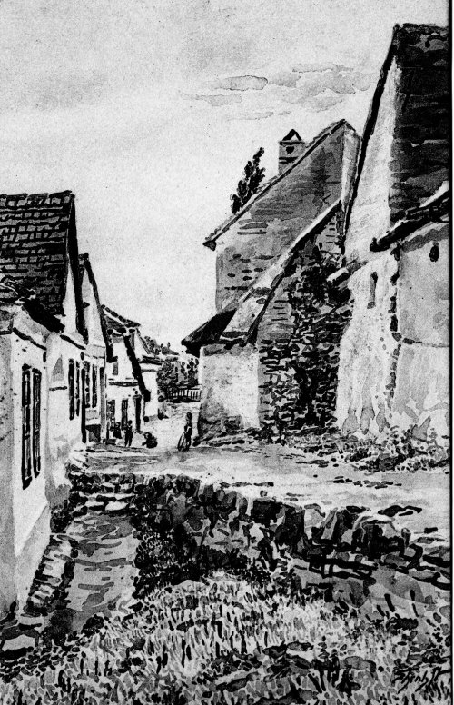 Kožešnická ulička zachycená na kresbě Ludvíka Ehrenhafta byla místy velmi úzká